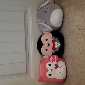 Squishmallow vampire, bunny, pink heart owl